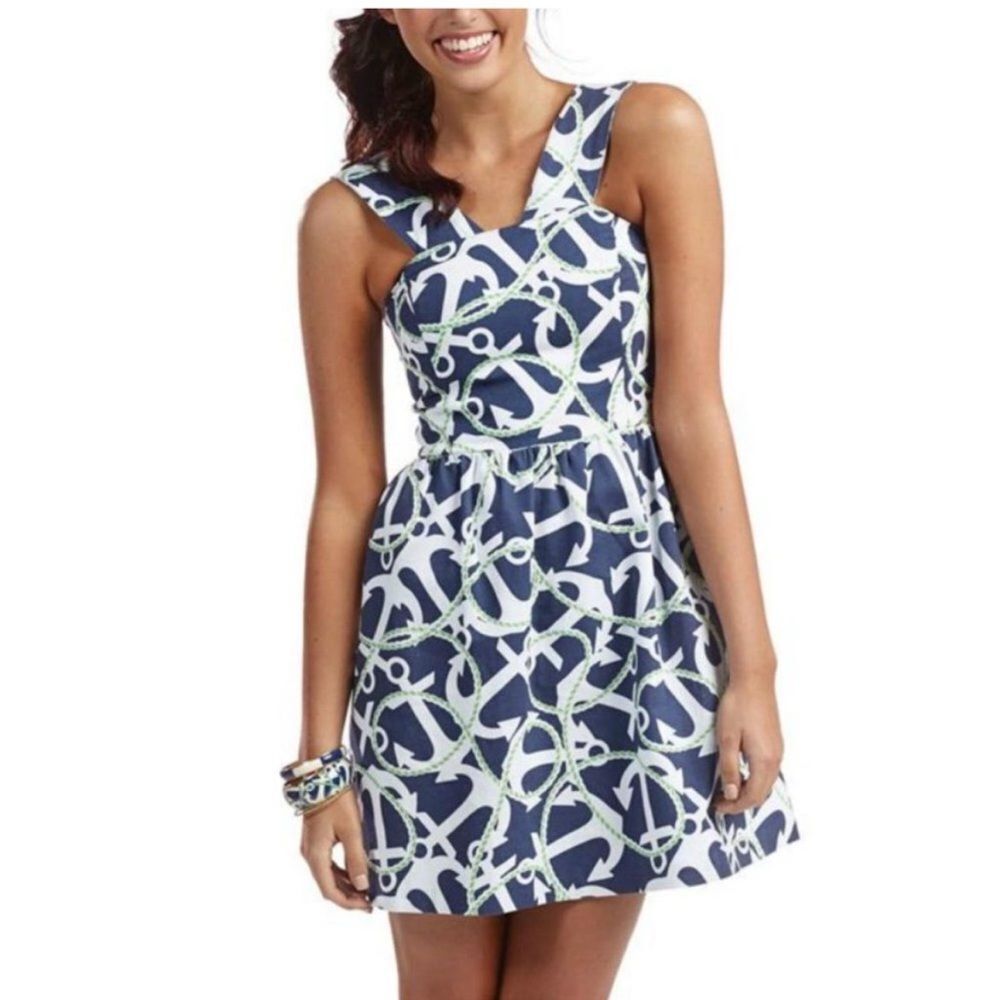 Mud Pie Nautical Anchor Dress Sz XS NWT